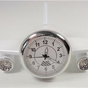 AIRCRAFT METAL WHITE TWIN ENGINE AIRPLANE CLOCK